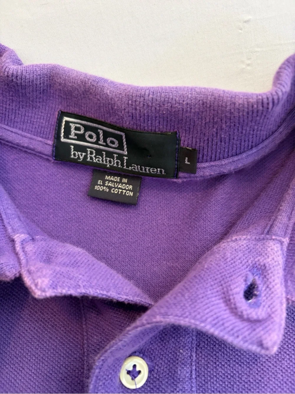 Ralph Lauren Purple Polo Shirt with Green Pony Size Large